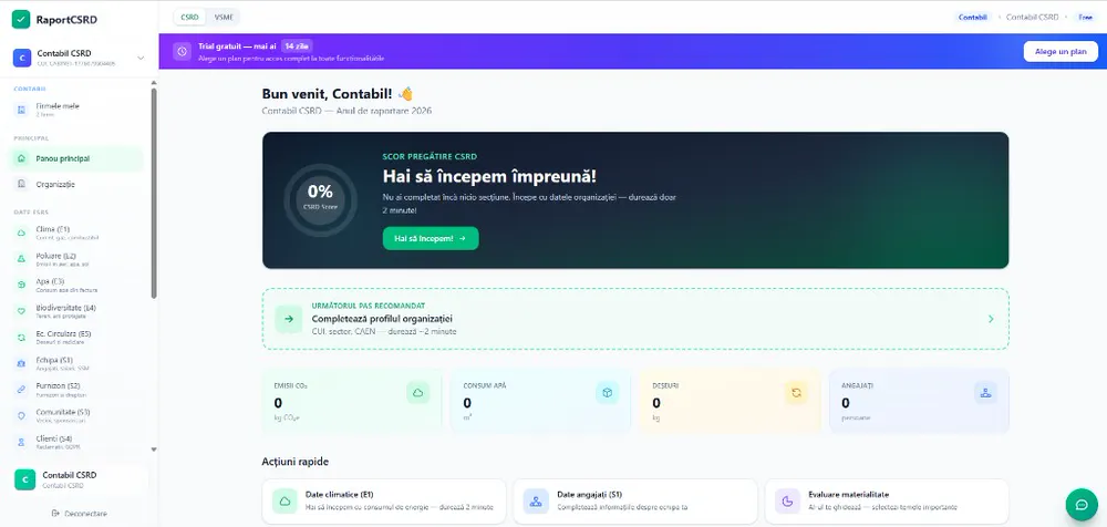 RaportCSRD — platforma de raportare CSRD si VSME